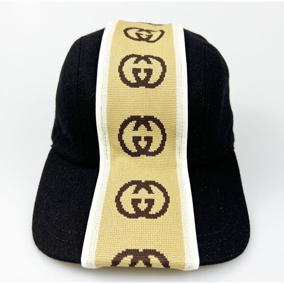 NWT Gucci interlocking G stripe hat in black size M - Picture 4 of 12